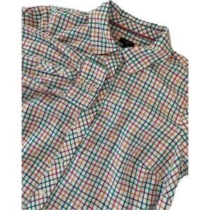 Talbots Women's Colorful Checkered Button Down Long Sleeve Blouse Size X (14-16)
